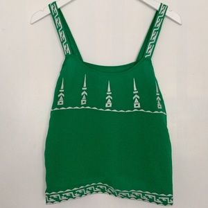 Green Tribal Sleeveless Top
